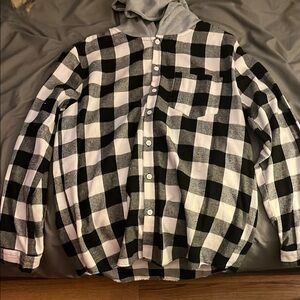 Black and White Checkered Button-Up Shirt